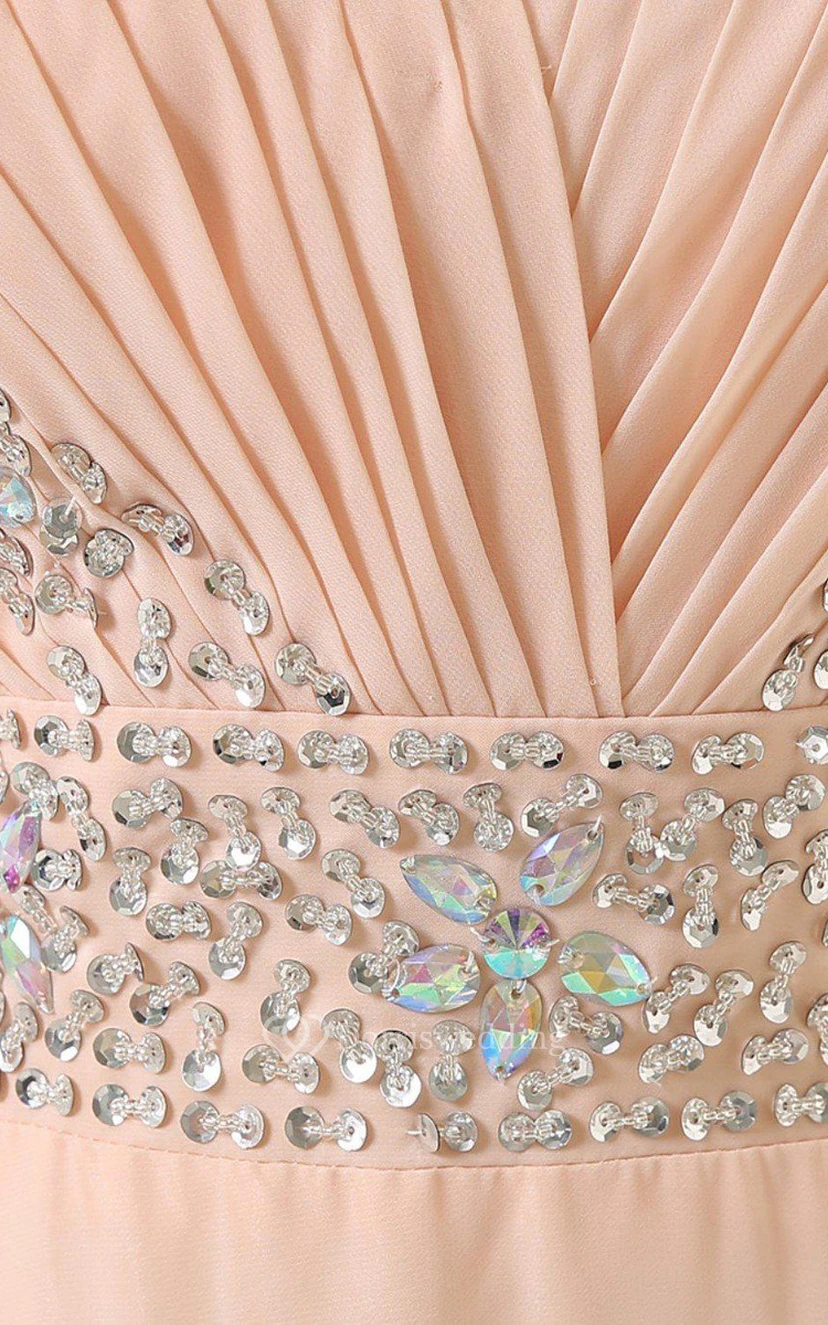 Robe trapèze en mousseline à manches courtes et épaules ornées de sequins view 3