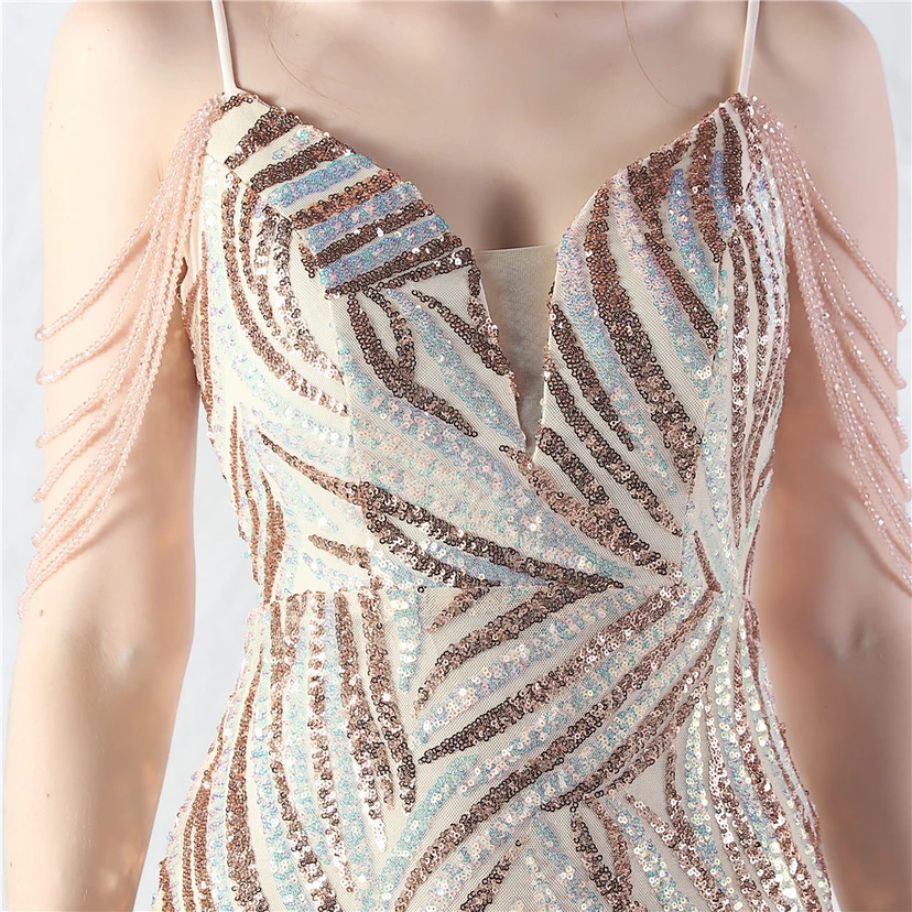 Layered Beads Spliced ​​Mesh High-End Evening Dress view 41