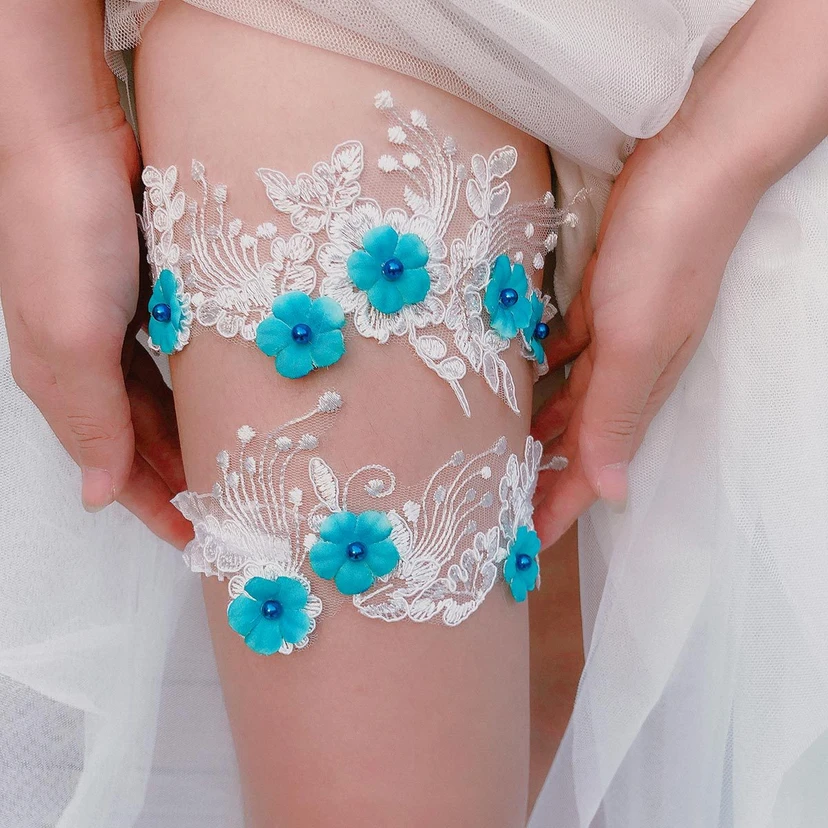 Elegant Flower Double Bridal Garters view 2
