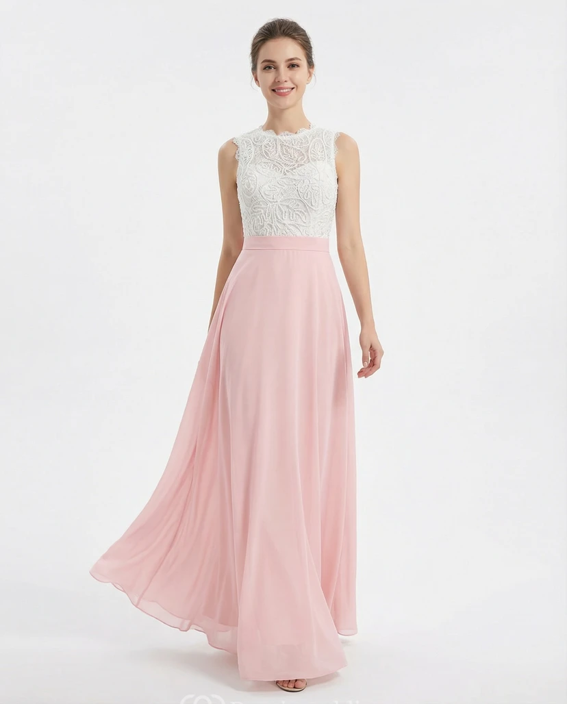 Sleeveless Lace Bodice Chiffon Prom Dress