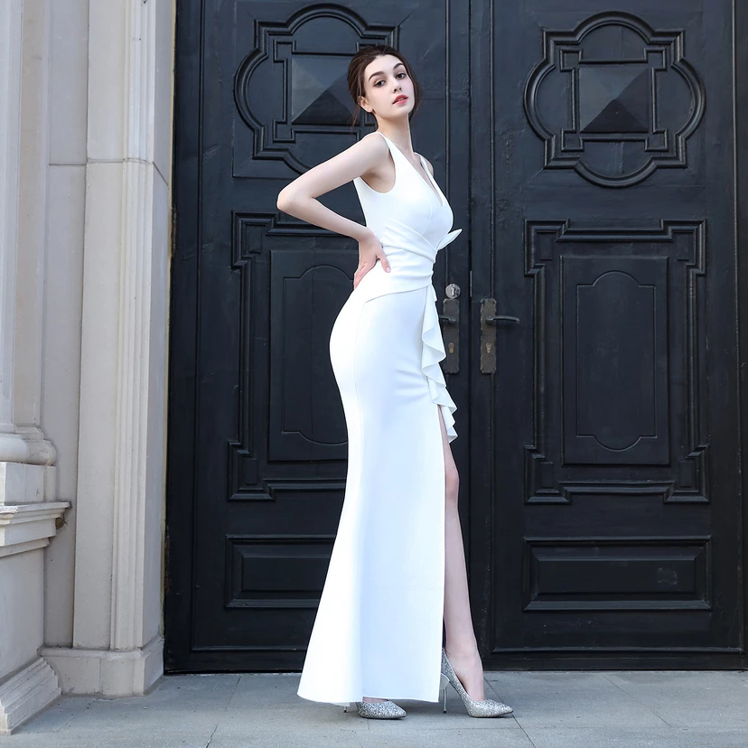 Toast Dress Bride Long Sleeveless Red Thank You Banquet Slim Fishtail Skirt Wedding Car Model Exhibition Dress view 32