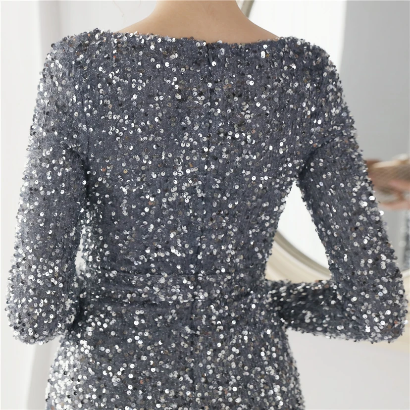 Elegantes, langes Paillettenkleid mit langen Ärmeln und Meerjungfrauenschnitt – ein Abendkleid im Aura-Queen-Stil für festliche Anlässe. view 39