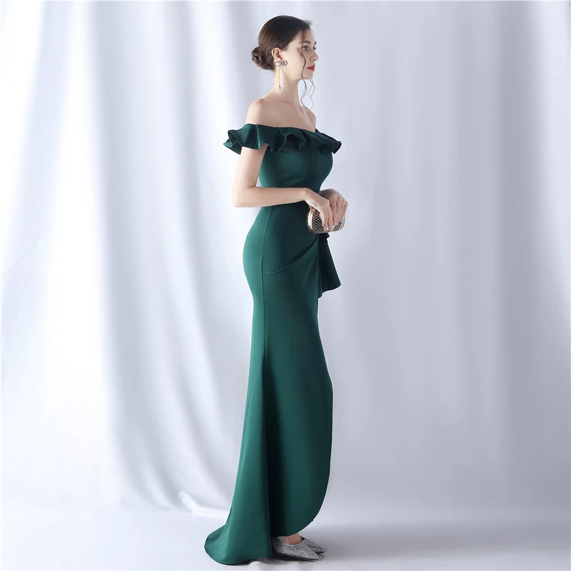 Exhibition Etiquette Bridesmaid Satin Sling Tube Top Evening Dress view 14
