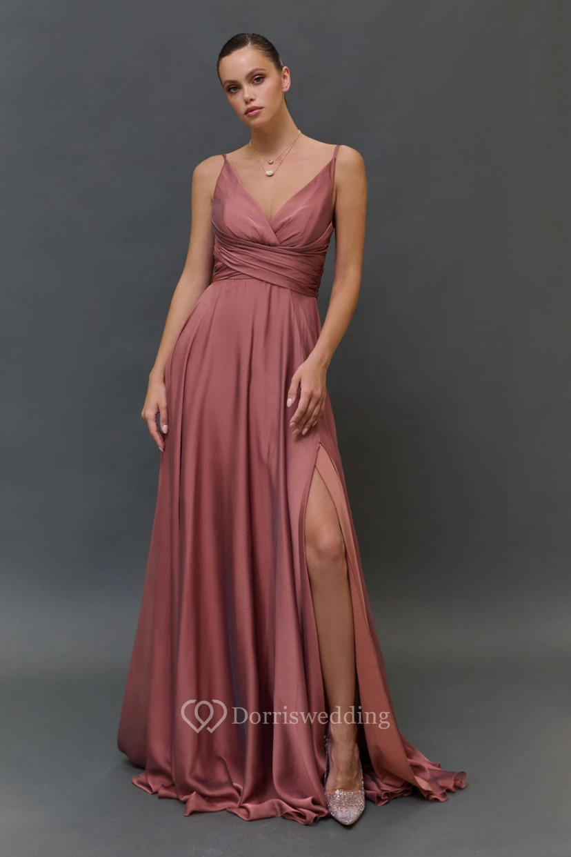 Spaghetti Empire Chiffon Pleated Floor-length Dress view 3
