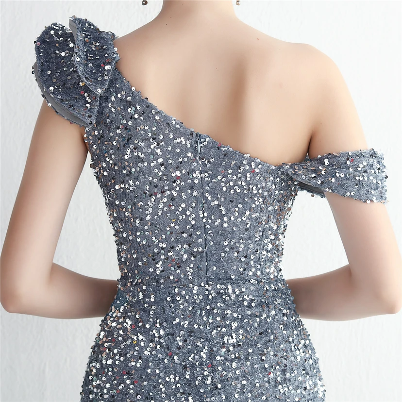 Imitation, handgefertigt, Pailletten, schulterfrei, Dankeschön-Bankett, schmaler Meerjungfrauenrock, Hochzeitsauto-Modellausstellung, Prominentenbankett view 34