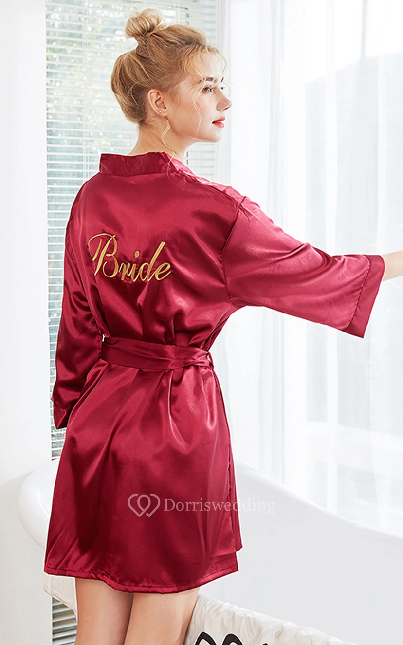 Long Sleeved Embroidery Bride and Bridesmaid Robe view 5