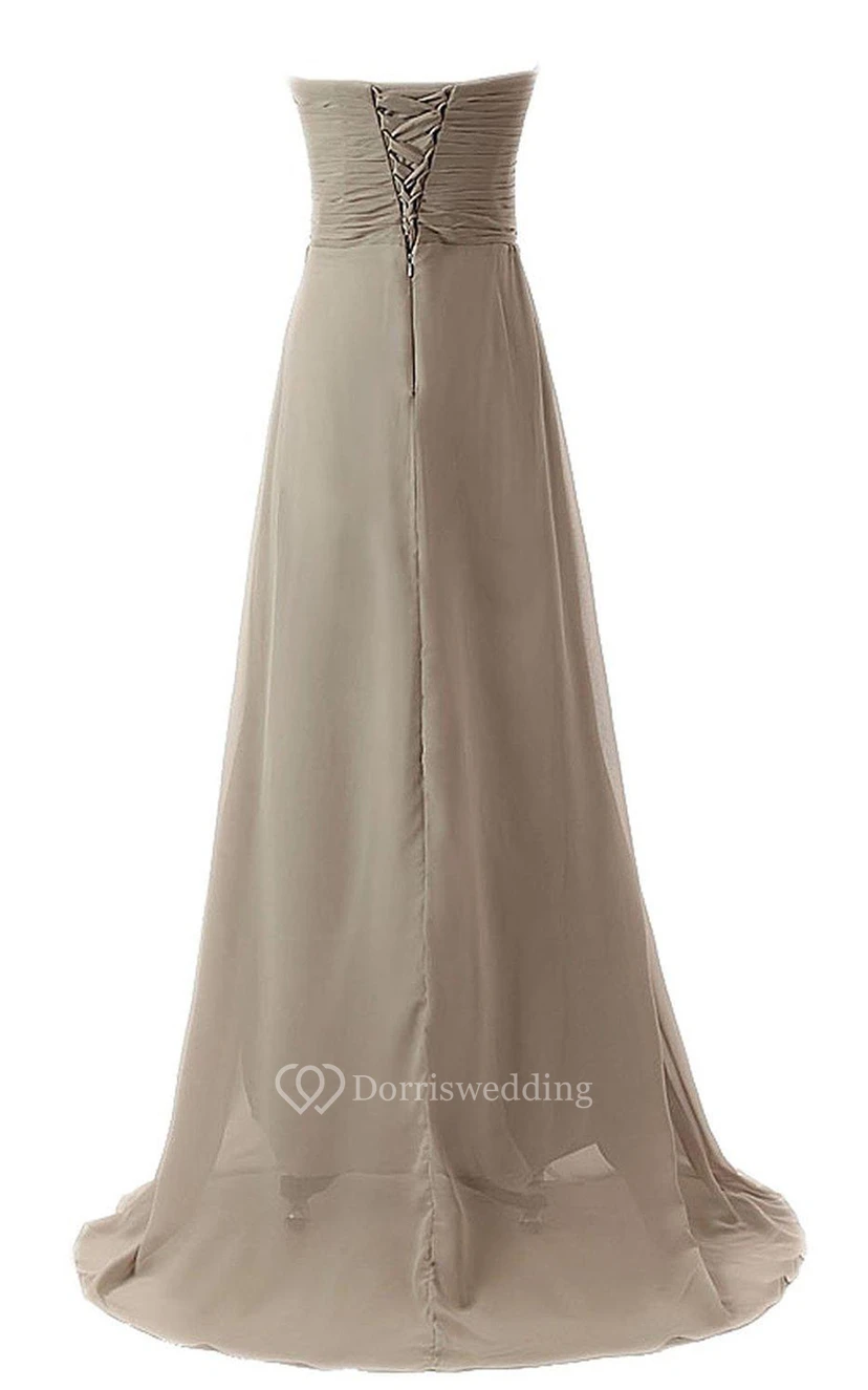 Sweetheart A-line Chiffon Gown With Criss-cross Ruching view 3
