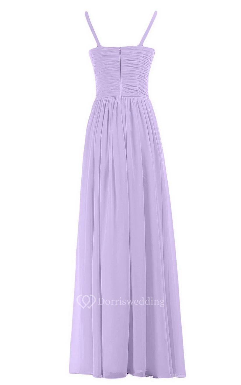 Sleeveless V-neck Chiffon Dress With Crisscross Ruching view 9