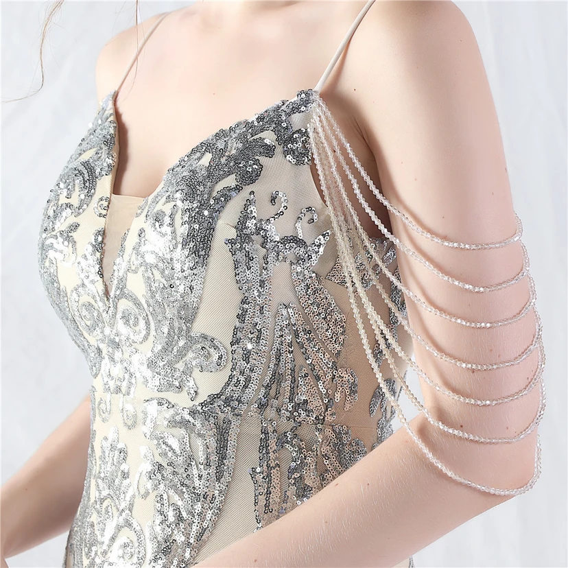 Handgefertigte Perlen, festes Netz, Positionierungsblumenperlen, Spleißnetz, heißes Tanz-Feier-Performance-Kleid view 59