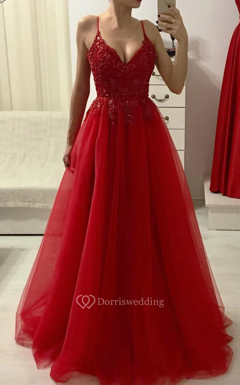 Vestido de fiesta romántico sin mangas, largo hasta el suelo, de corte A, de tul, con abalorios y volantes.
