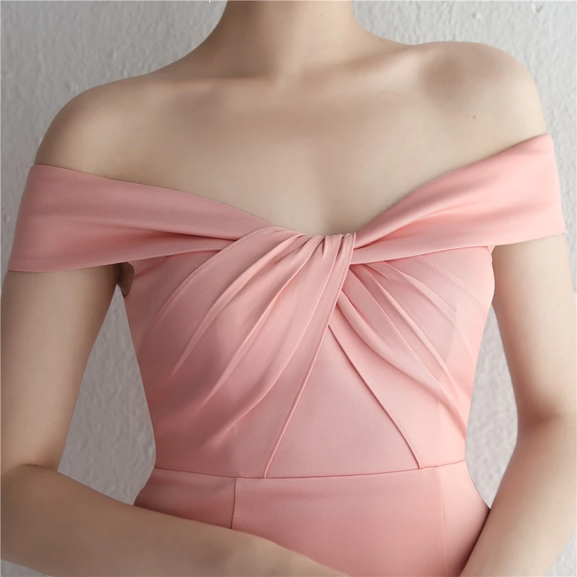 Vestido largo de satén ajustado de un solo hombro para cenas de celebridades, con falda de cola de pez ajustada, vestido de exhibición para modelos de autos de boda view 34
