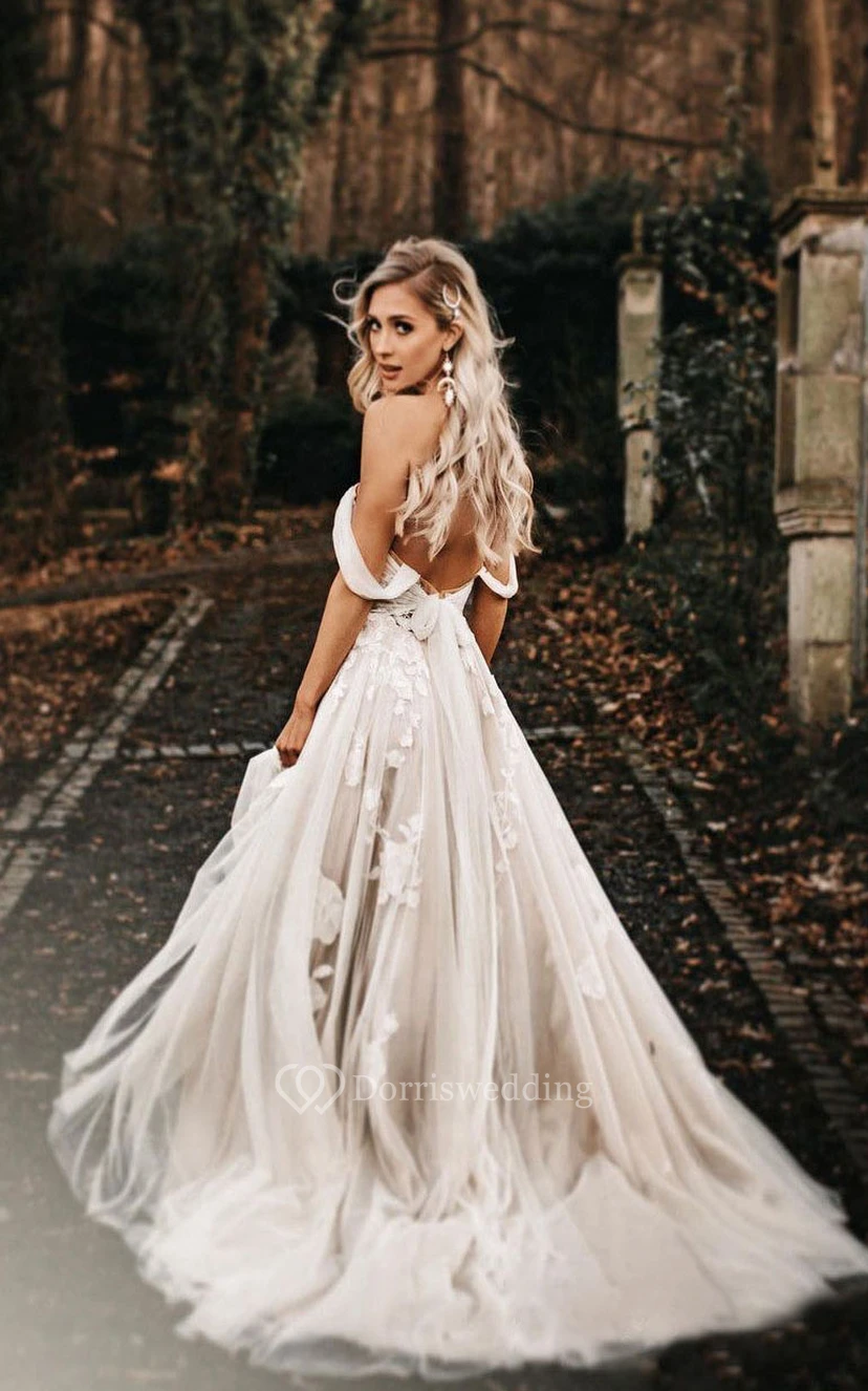 Sweetheart Criss-cross Tulle Empire A-line Backless Wedding Dress view 2