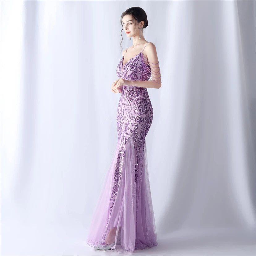 Robe de soirée haut de gamme en maille perlée et ornée de perles, modèle 3034. view 57