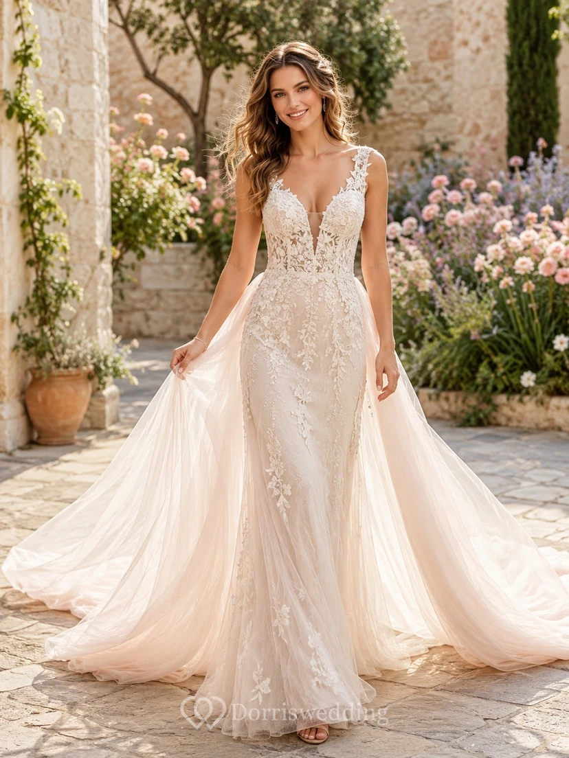 Simple Mermaid Satin Bridal Refined Wedding Dress Strapless