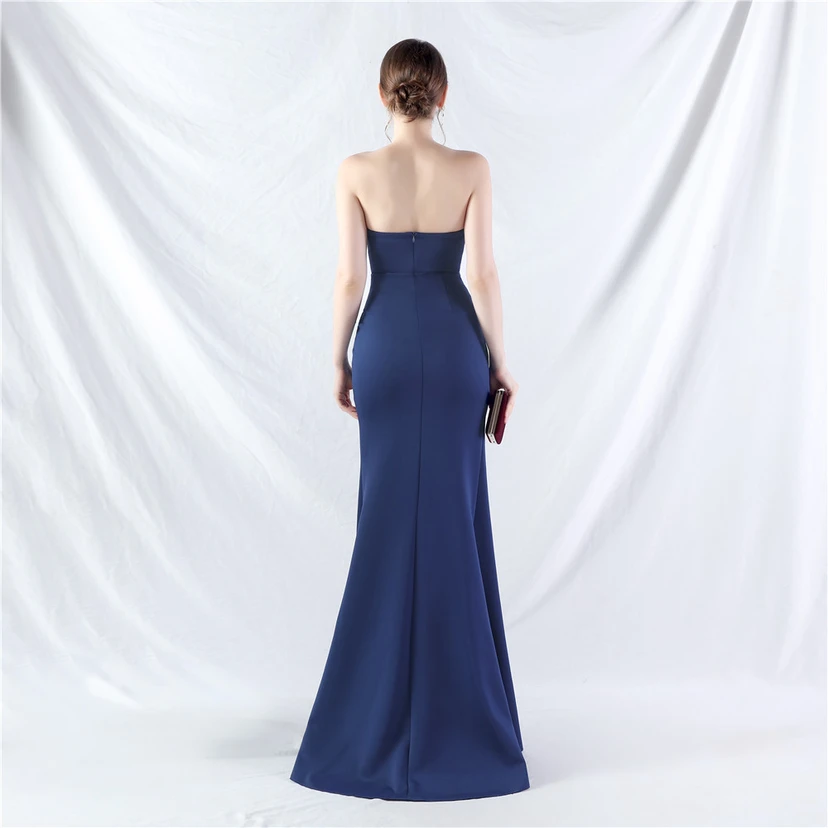 Vestido de noche de satén de alta gama con cola vertical pequeña y chaleco de espina de pescado de estilo palacio, de gran resistencia y cintura ajustada. view 6