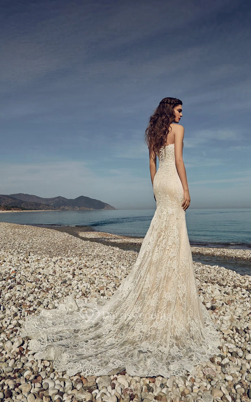 Vestido tubo largo sin mangas con escote corazón y espalda tipo corsé de encaje view 2