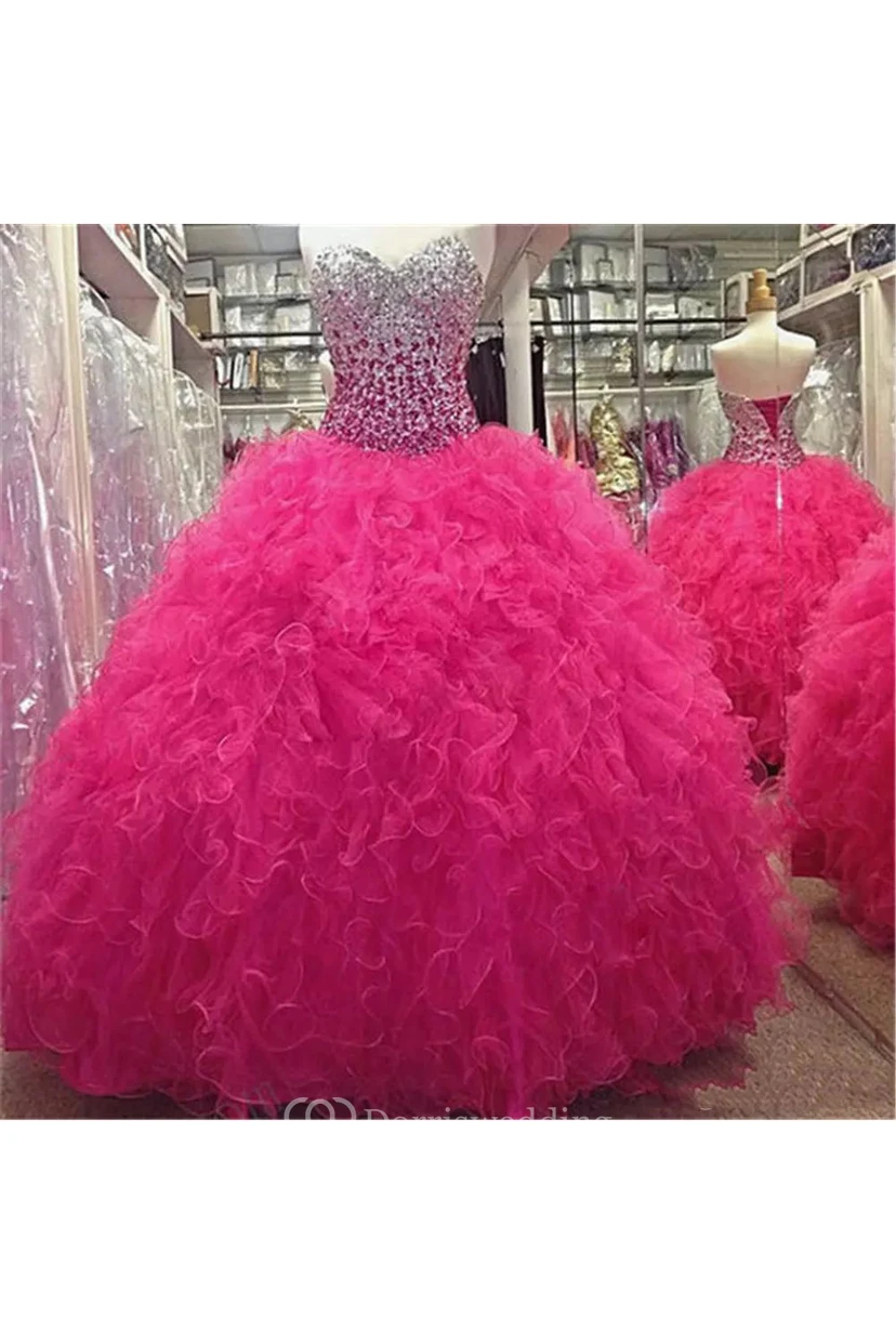 Ärmelloses, bodenlanges Tüll-Ballkleid mit Herzausschnitt view 3