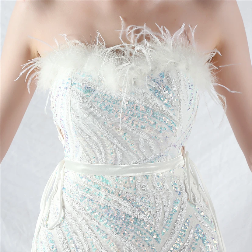 Double-Binding Rope-Binding Craft-Made Ostrich Feather Encrypted Laminated Beads High-End Evening Dress view 38