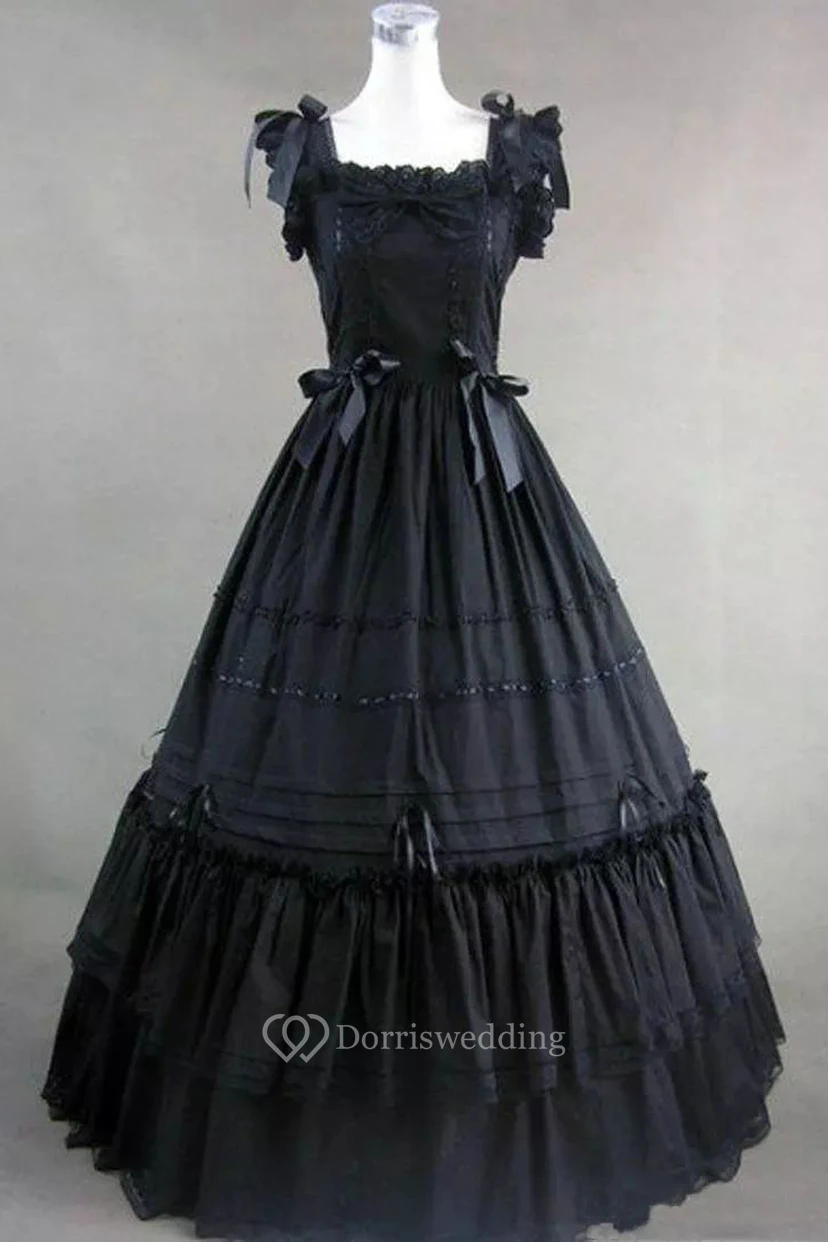 Vestido de novia de princesa, largo hasta el suelo, sin mangas, de corte cuadrado, con lazo, volantes y capas. view 5