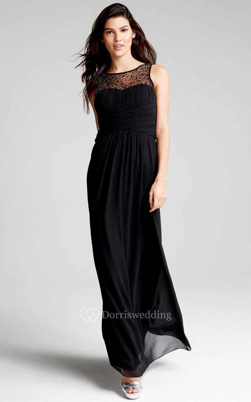 Scoop Neckline Modest A-Line Gown With Squared Back view 40