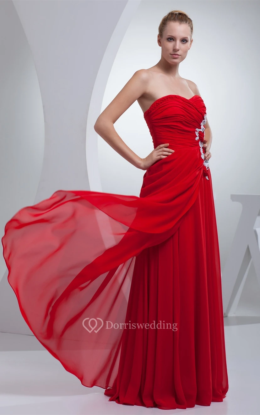 Sweetheart Maxi Criss-Cross Appliques and Dress With Pleated view 6