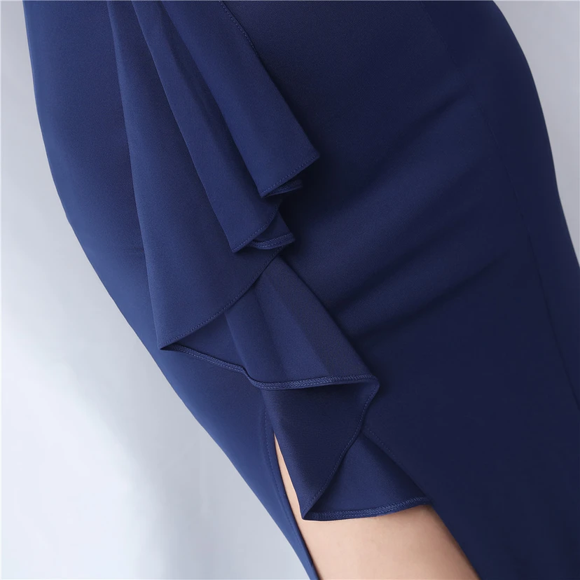 Klassisches langes Abendkleid aus Satin mit One-Shoulder-Ausschnitt view 9