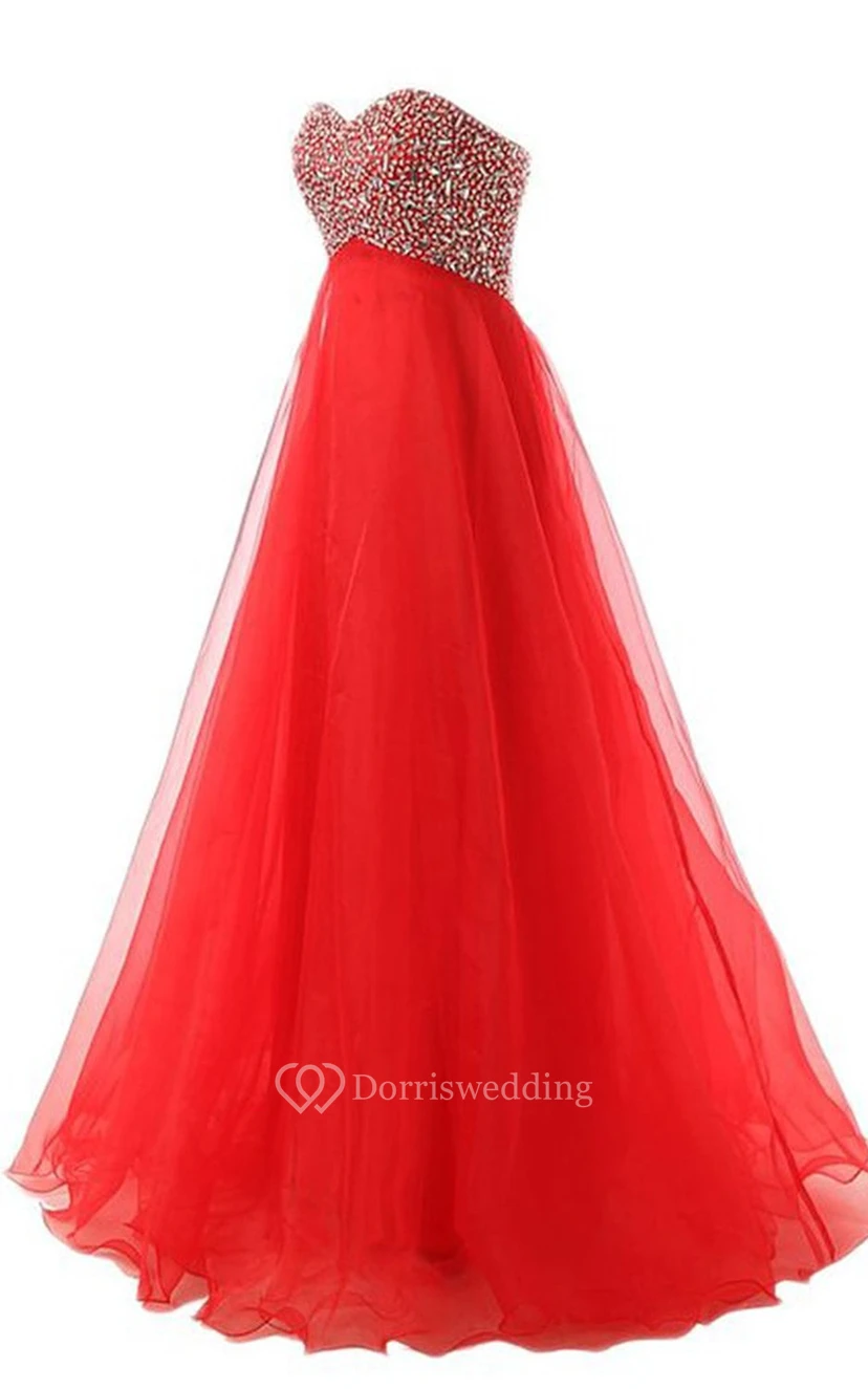 Sweetheart Bust-embellishmented A-line Gown With Lace-up Back view 4