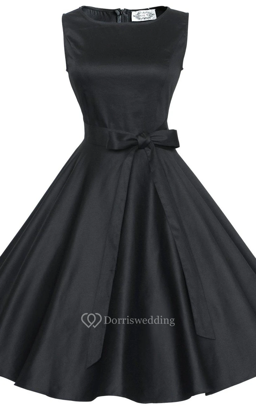 Sassy Sleeveless A-line Dress With Detachable Bow view 2