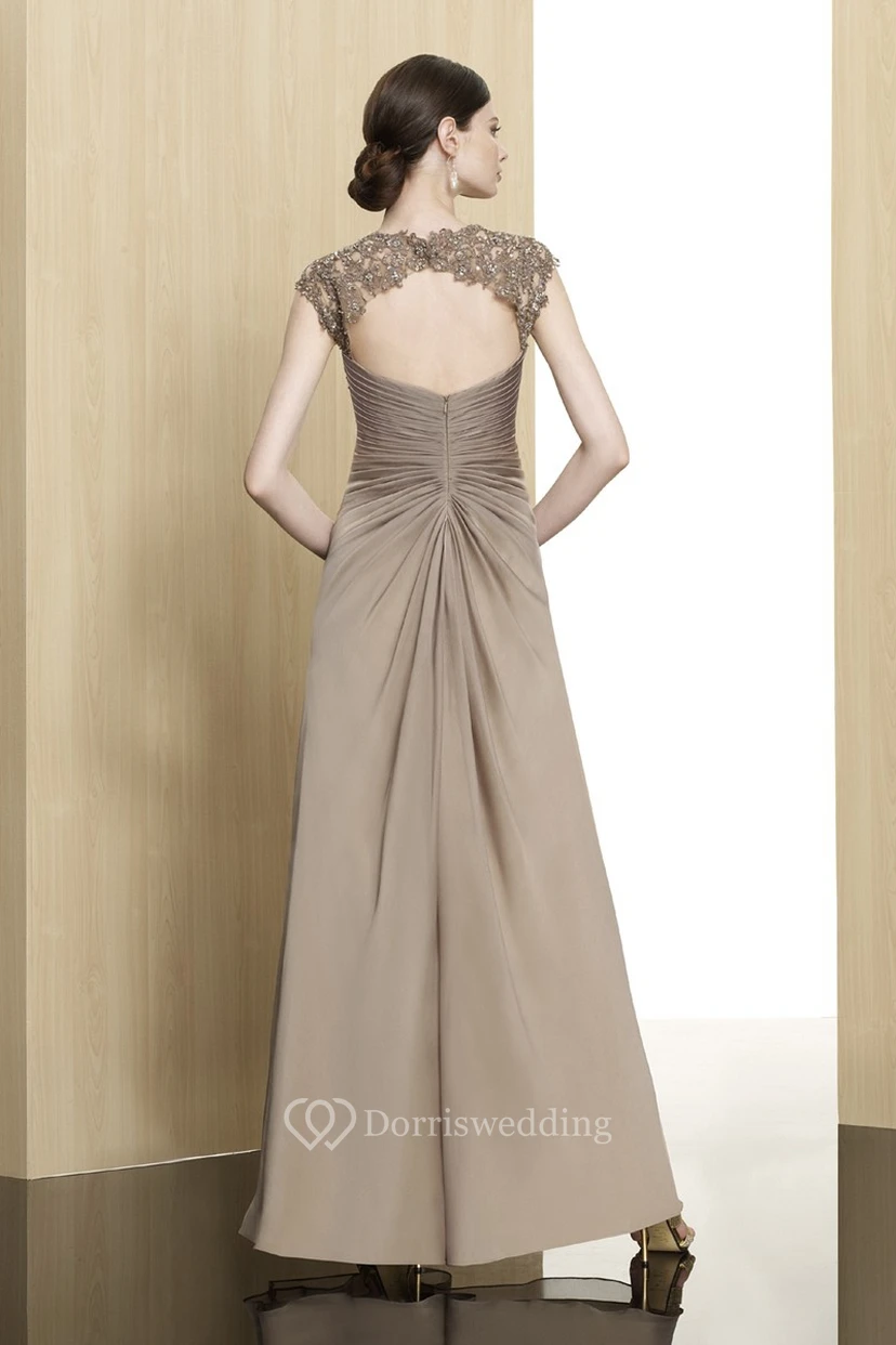 Criss-Cross Sleeveless Queen Anne Chiffon Formal Dress view 2