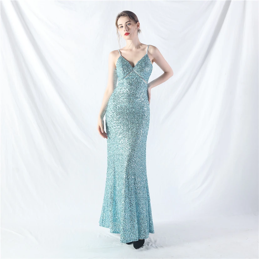 Robe longue trapèze évasée à paillettes, modèle phare du quotidien view 56