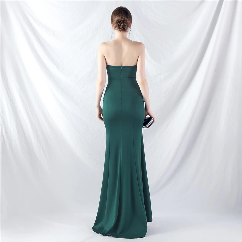 Craft Dress Sexy Off-Shoulder Wrapped Chest Satin Evening Dress view 30