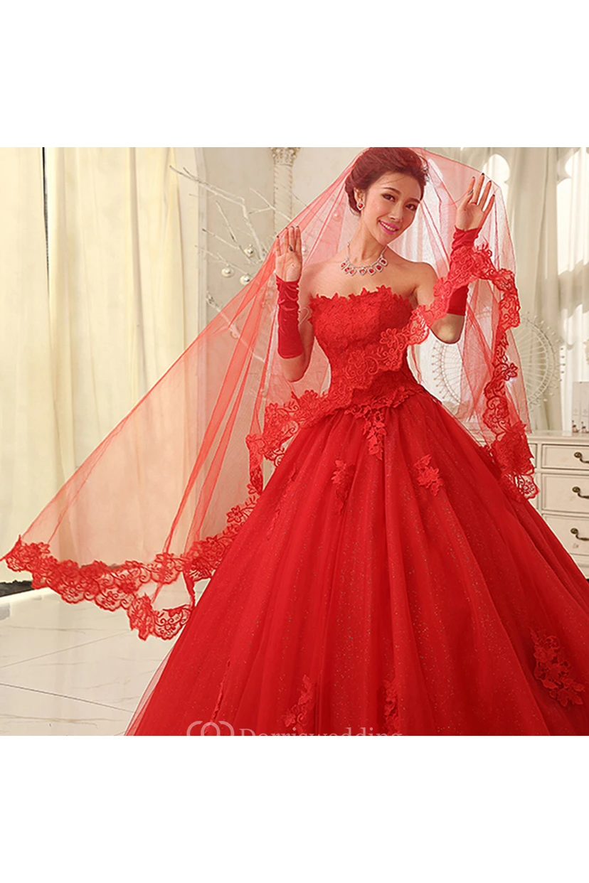 Simple Style Sweep Wedding Veil with Lace Edge view 4