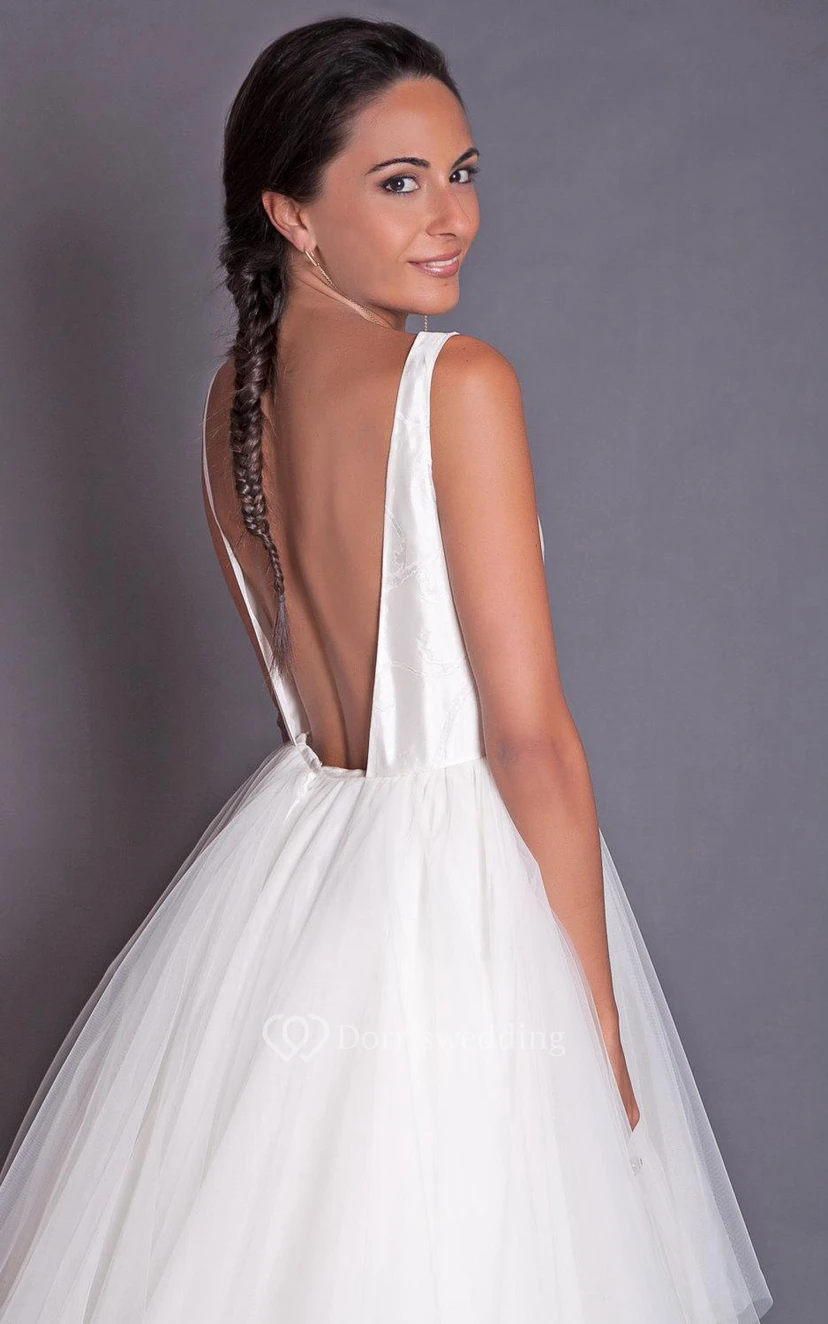 High Neck Sleeveless A-Line Tulle Dress With Tiers view 4