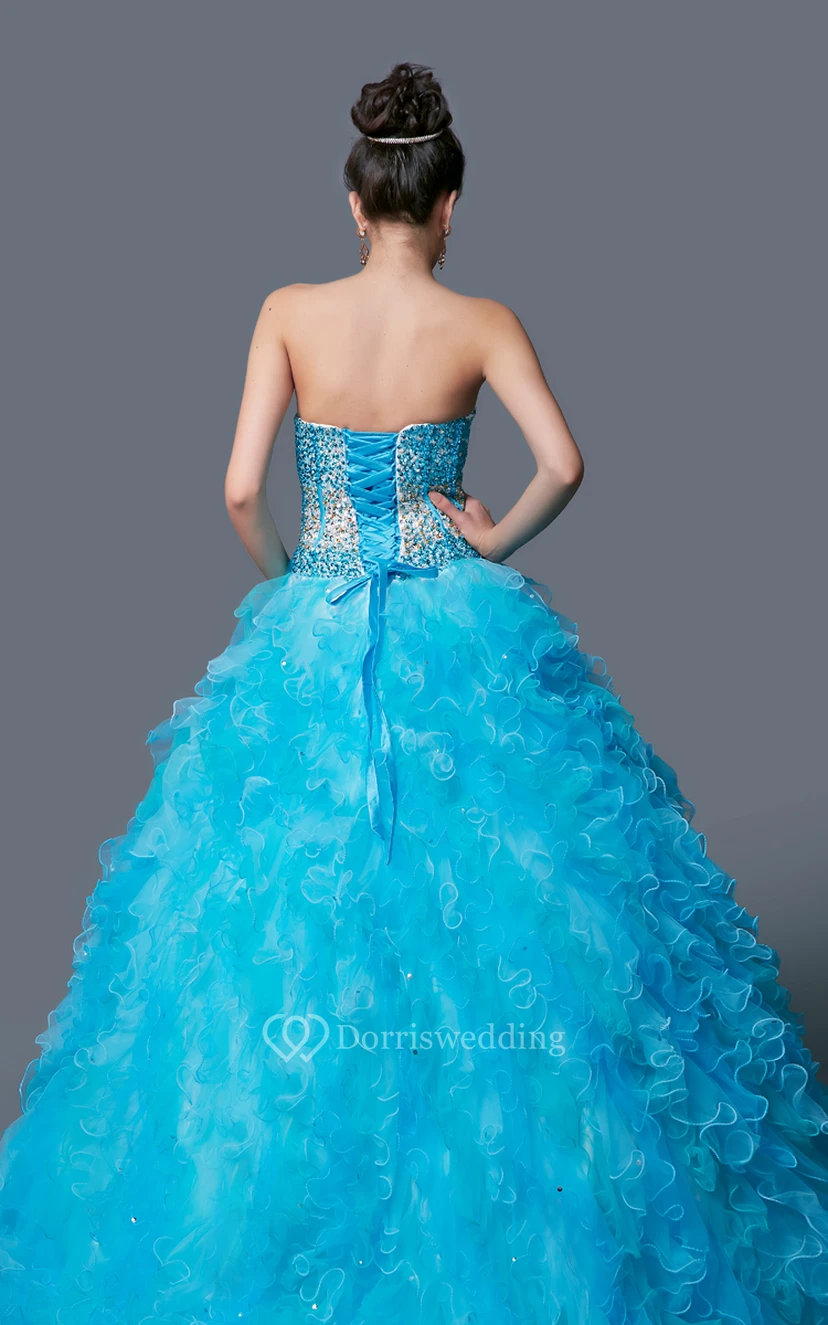 Dramatic Basque Bodice Floor Length Gown view 4