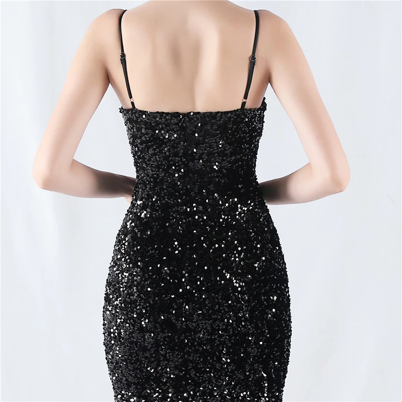 Samtiger, farbverlaufender, perlenbesetzter, sexy Strumpfhalter-Abendkleid view 61