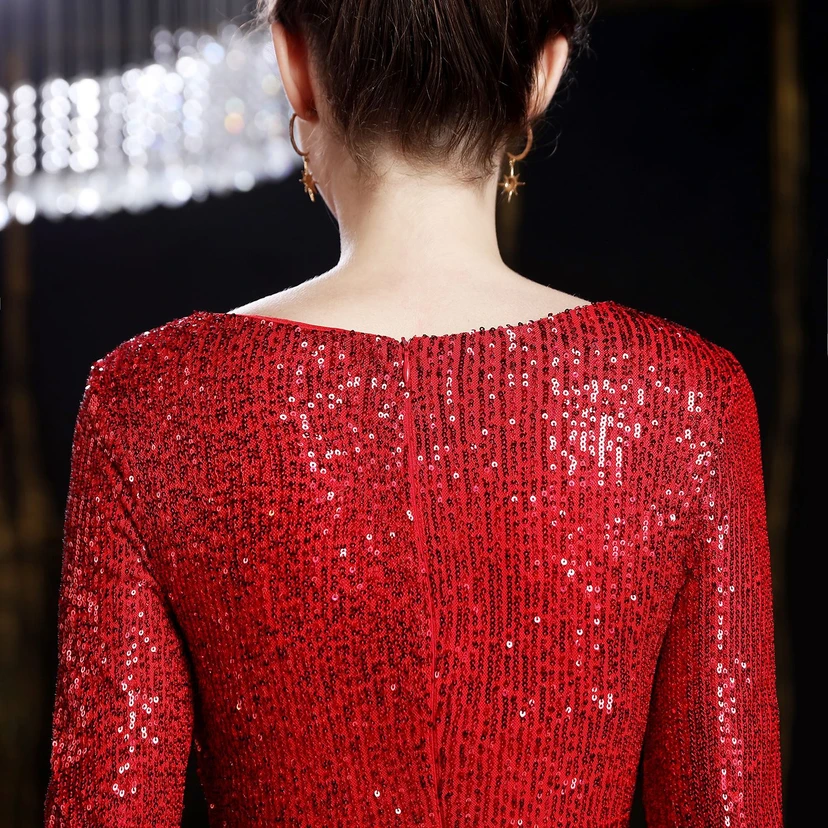 Elegantes, langes Paillettenkleid im Meerjungfrauenstil mit langen Ärmeln – ein echter Hingucker! view 21
