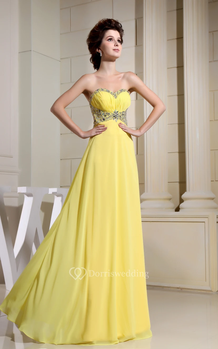 Adorable Chiffon Maxi Dress With Ruching and Beading view 2