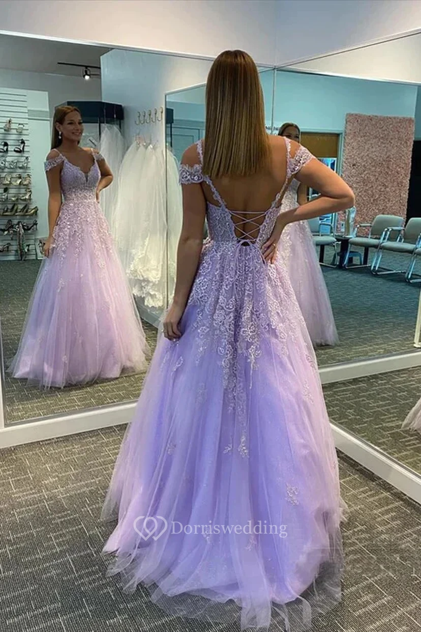 Vestido de fiesta de corte imperio con encaje de tul y cuentas, sexy y sexy view 2