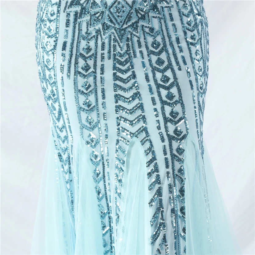 Crafted Beaded Positioning Flower Beads Splicing Mesh Gauze High-End Evening Dress view 30