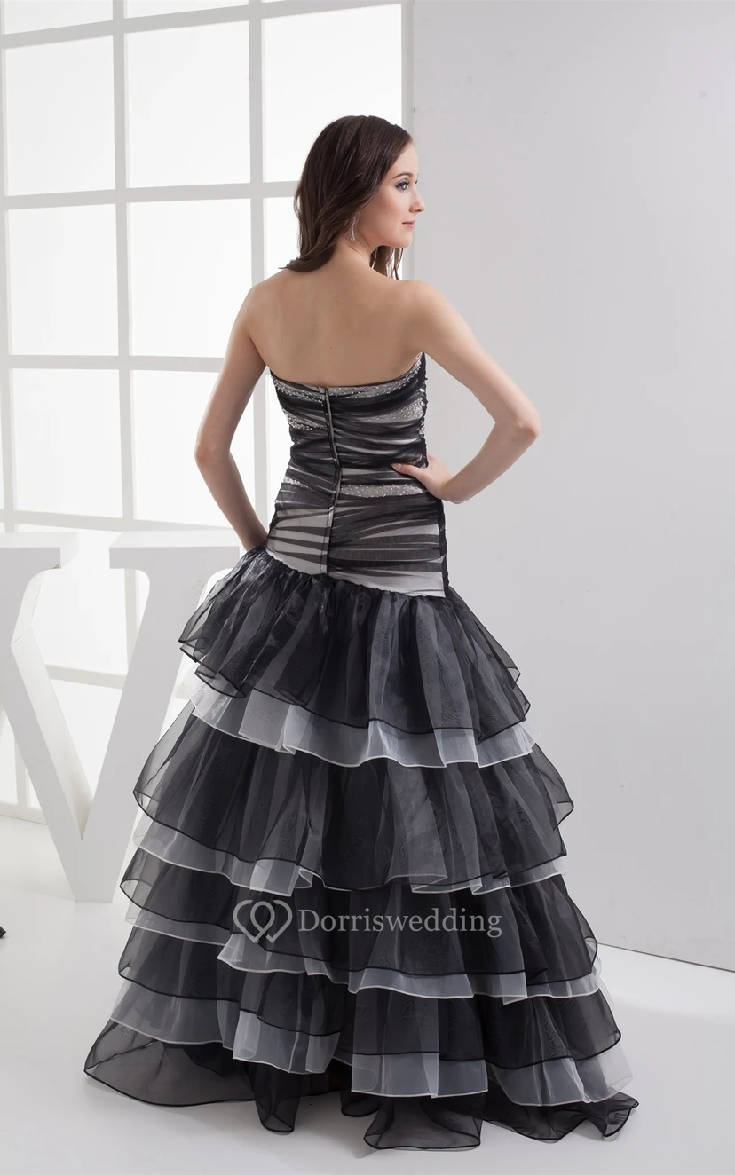 Two-Tone A-Line Stress and Gown With Tiers view 8