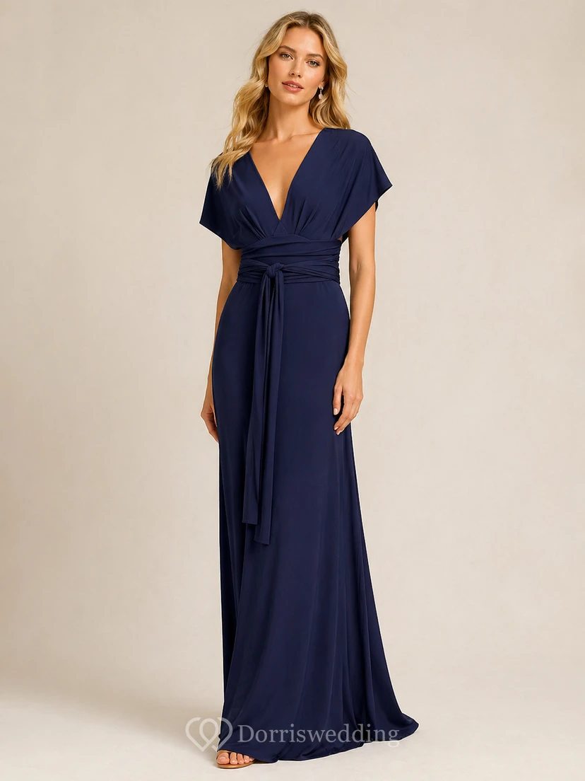 Robe de demoiselle d'honneur élégante d'inspiration grecque avec ceinture à nouer view 10