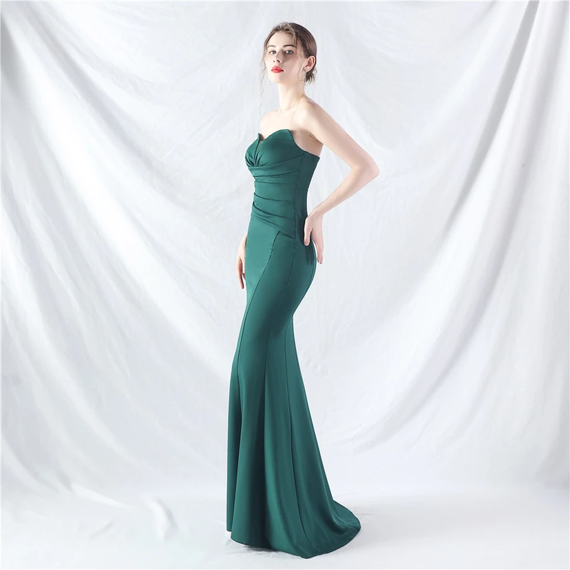 Craft Dress Sexy Off-Shoulder Wrapped Chest Satin Evening Dress view 27