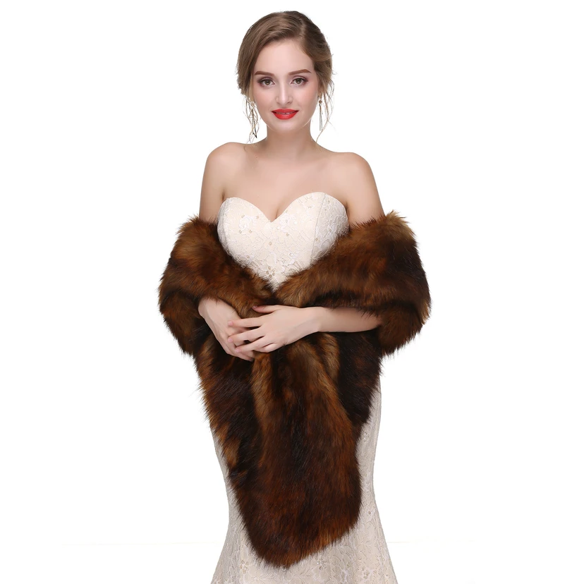Bridal Winter Warm Wool Cape Fur Wedding Dress Fox Fur Waistcoat view 23
