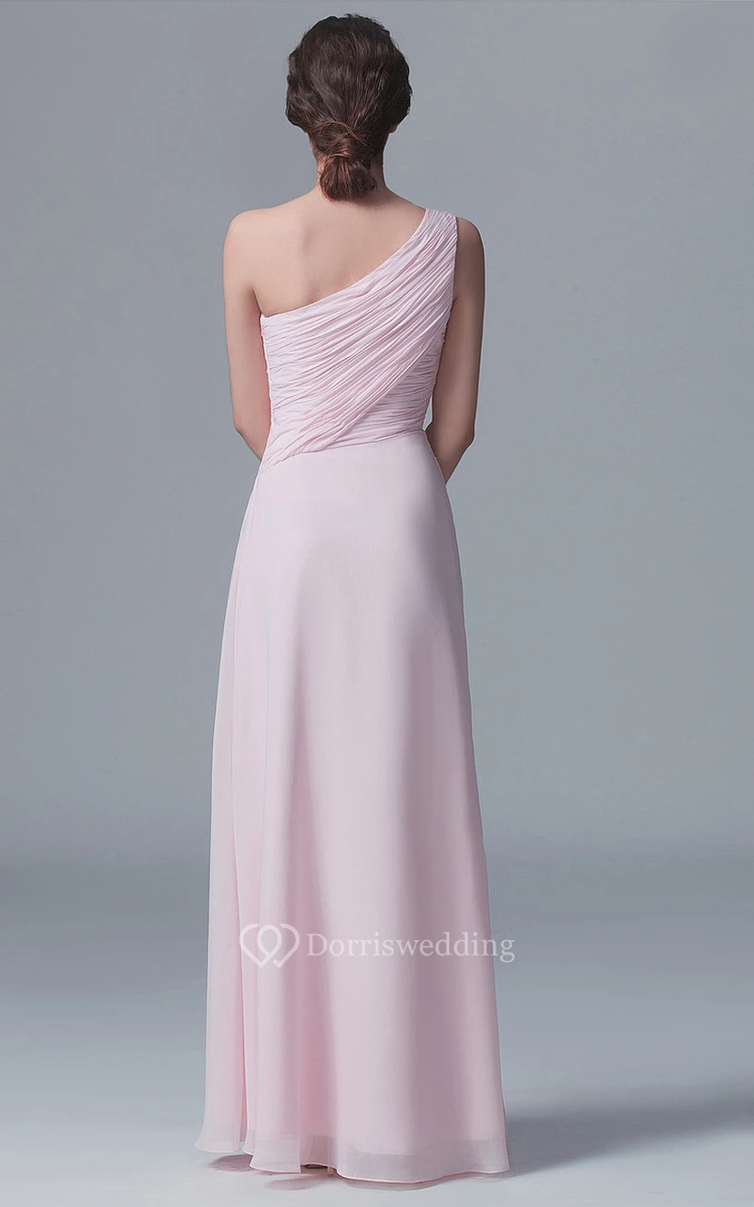 Graceful One-Shoulder Gown With Crystal Details view 2
