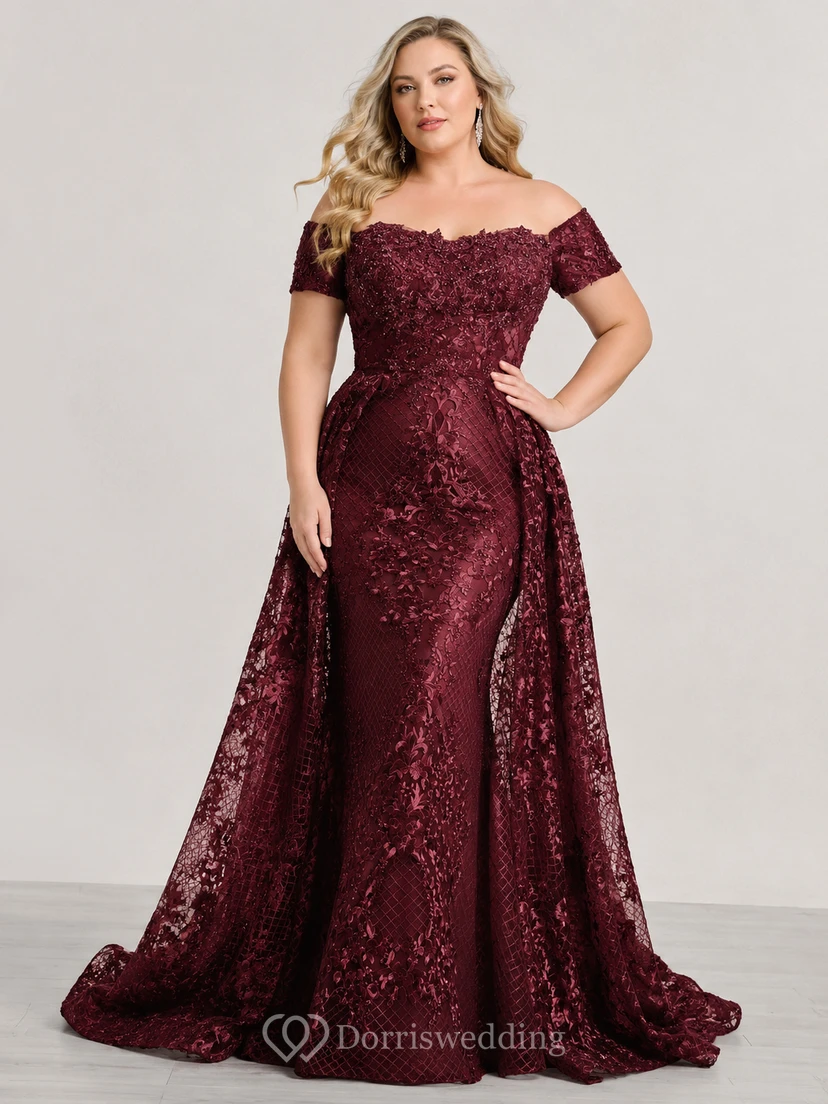 Robe de soirée élégante trapèze en dentelle, traîne brossée, sans manches, fermeture éclair et perles view 4