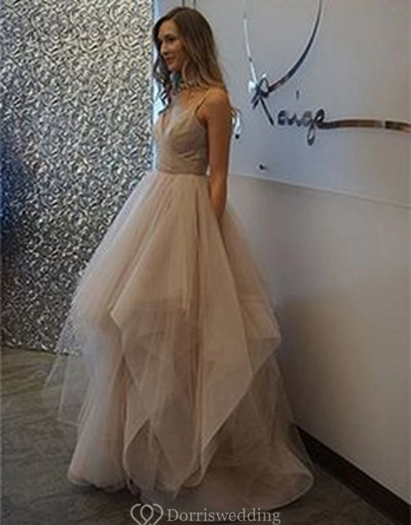 A-Line Tulle V-neck Sleeveless Zipper Dress view 2