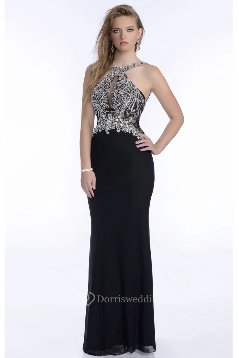 Sheath Chiffon Sleeveless Prom Dress With Sophisticated Beaded Bodice
