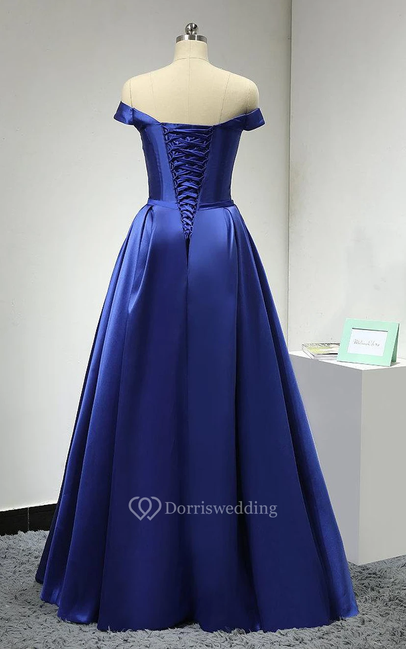 Off-the-shoulder Satin Dress view 2