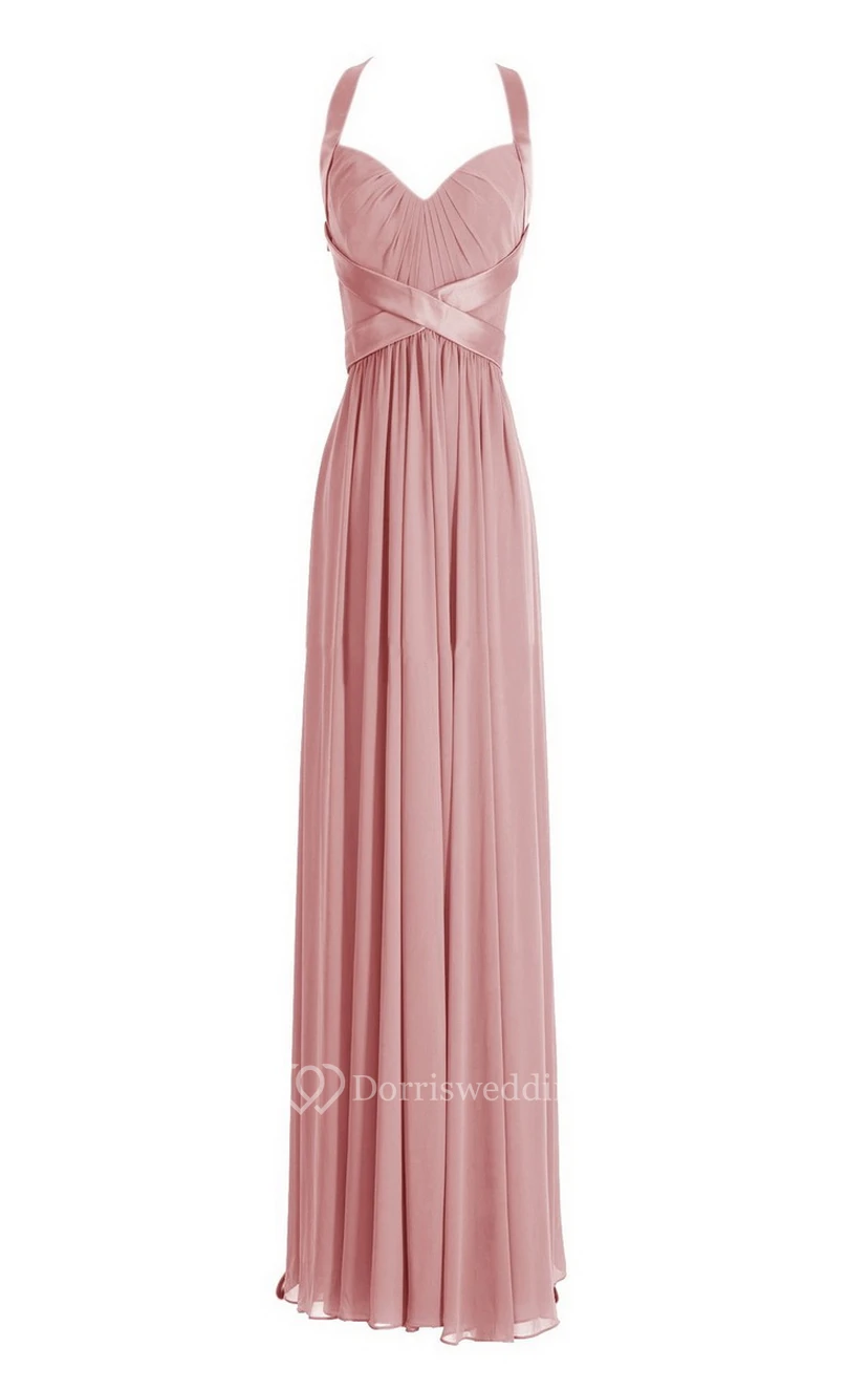 Sleeveless Empire Long Chiffon Crisscross Dress view 11