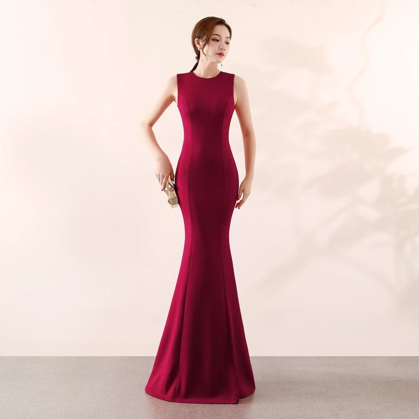 Robe de soirée élégante sirène pour mariée, longue et élégante, idéale pour un banquet ou des fiançailles. Jupe longue pour femme. view 43